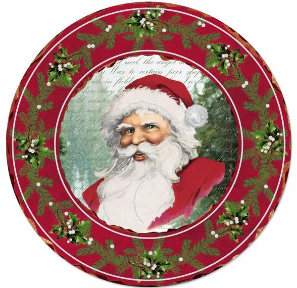 12 Inch Vintage Santa Metal Sign