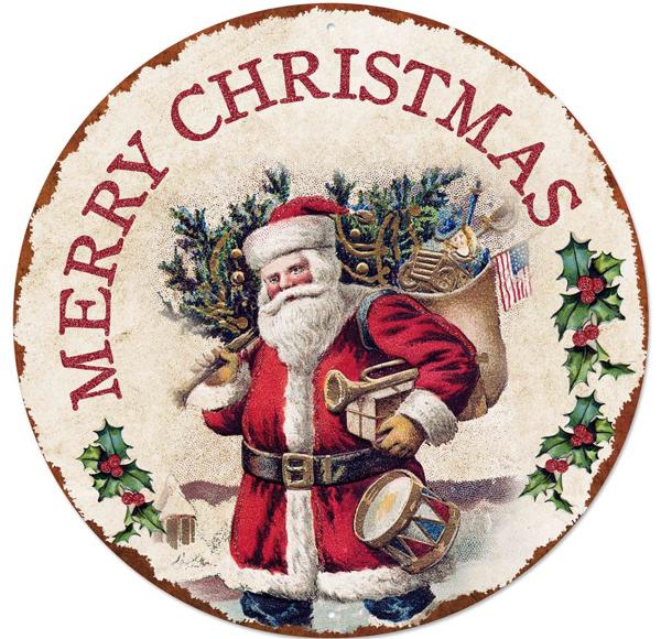 12 Inch Merry Christmas Vintage Santa Wreath Sign