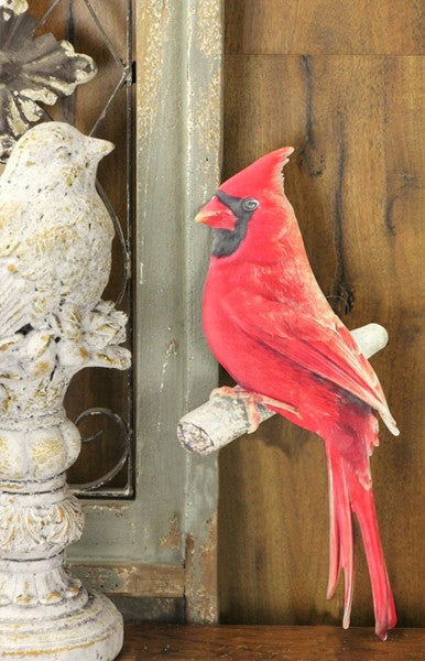 10.5 Inch Metal Cardinal On Branch Sign