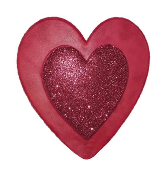 Metal Embossed Glitter Red Heart Sign