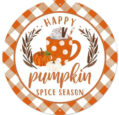 Happy Pumpkin Spice Season Glitter Metal Sign