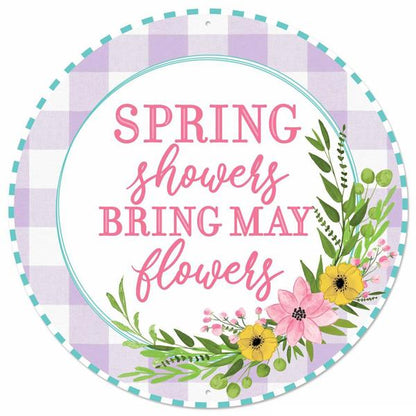 12 Inch Metal Spring Showers May Flowers Sign