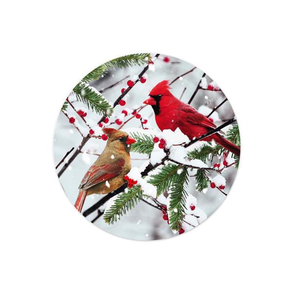 8 Inch Cardinals On Snowy Branch Metal Sign