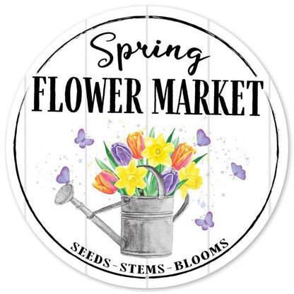 12 Inch Spring Flower Market Metal Sign