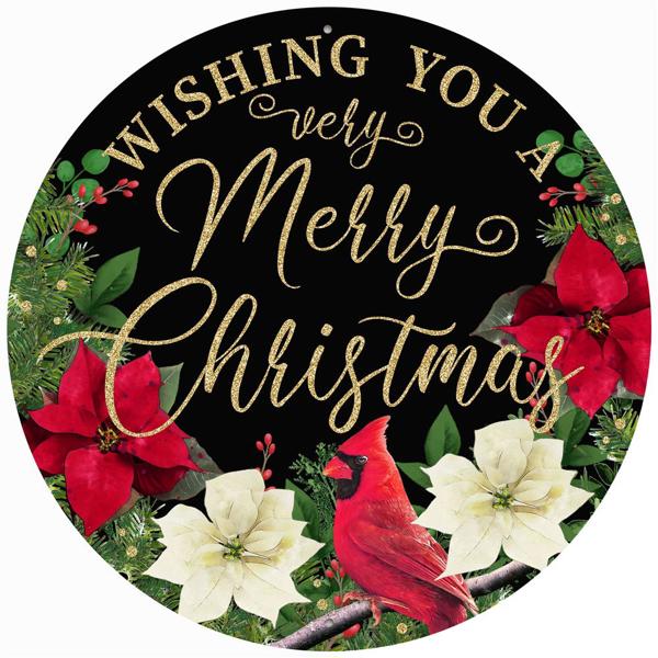 12 Inch Wishing You A Merry Christmas Metal Sign