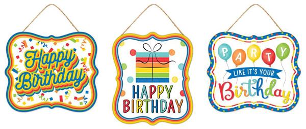 Embossed Happy Birthday Metal Signs Three Styles