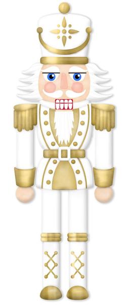 Large Gold And White Metal Nutcracker Sign