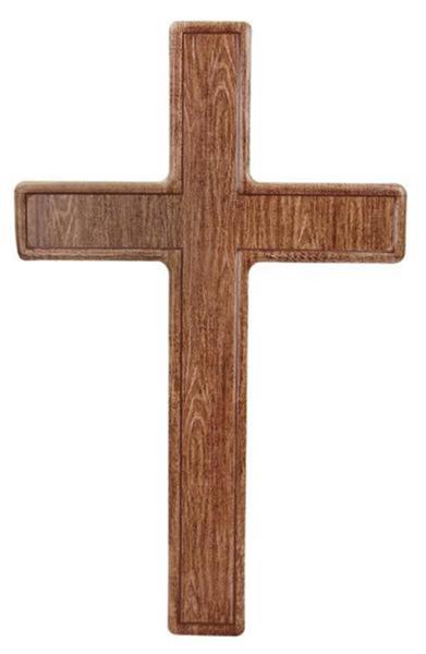 Brown Metal Wood Look Cross Sign
