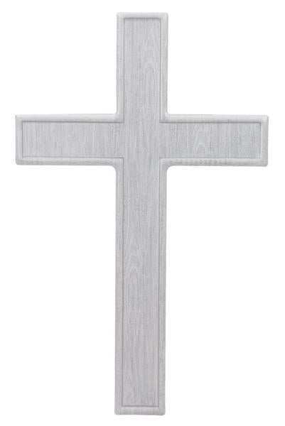 16 Inch Cool Grey Metal Wood Look Cross Sign