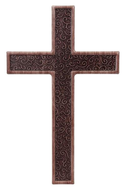Brown Metal Filagree Cross Sign