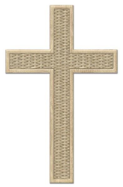 Tan Weave Patterned Metal Cross Sign