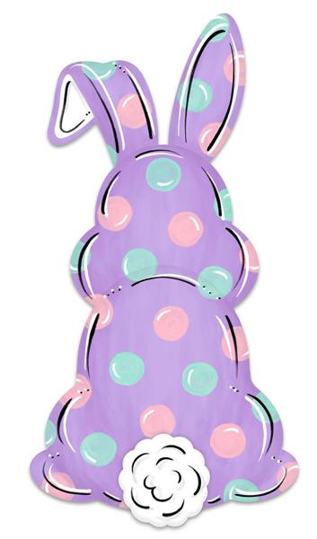 Purple Background With Polka Dots Metal Bunny Sign