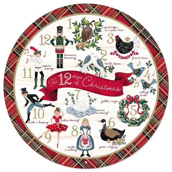 12 Inch Classic Twelve Days Of Christmas Metal Sign