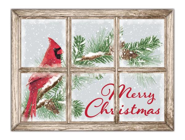 Cardinal Christmas Window Metal Sign
