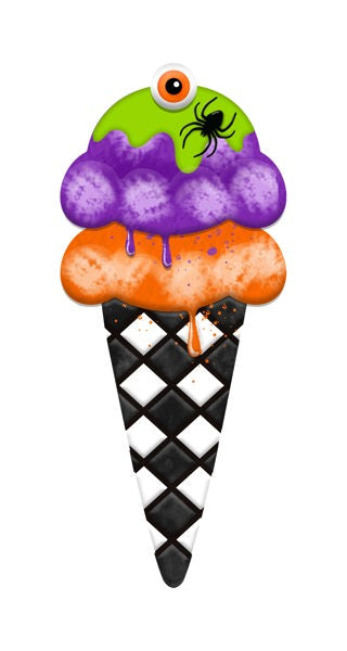 12 Inch Metal Halloween Ice Cream Sign