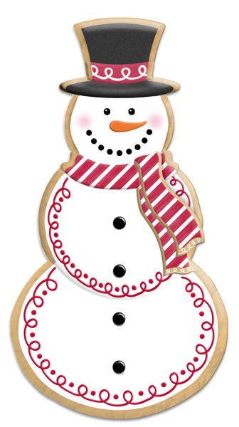 12 Inch Red Metal Snowman Cookie Wreath Sign