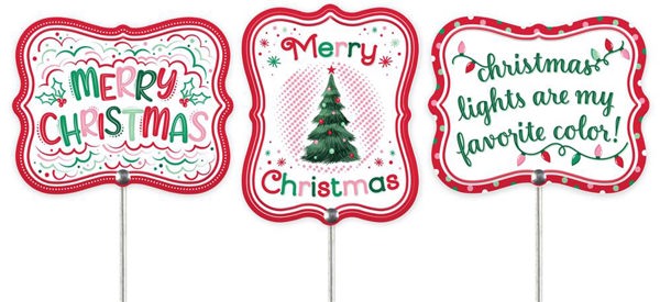 16 Inch Retro Merry Christmas Sign Pick