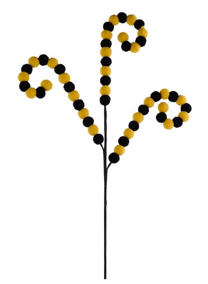 27 Inch Black And Yellow Pom Pom Coil Spray