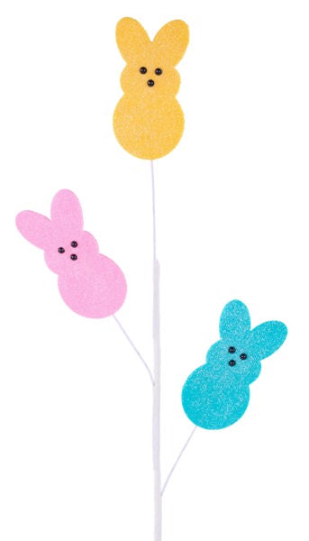 28 Inch Pink Yellow And Teal Sugar Bunny Spray