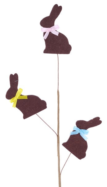 28 Inch Dark Chocolate Fabric Bunny Spray