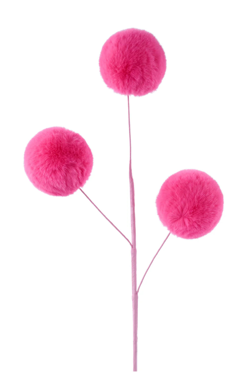 29 Inch Pink Furry Pom Pom Spray