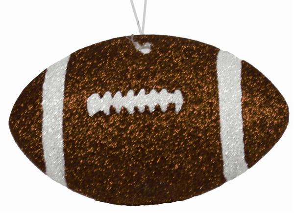 4.5 Inch Brown And White Glitter Football Ornament