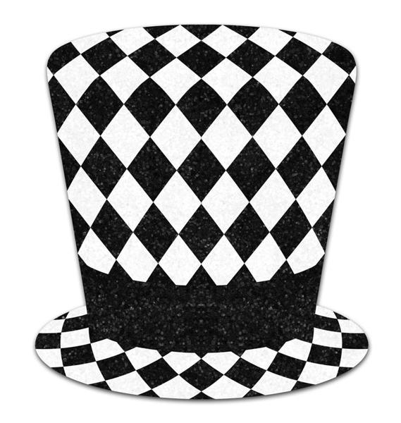 Black And White Glittered Eva Harlequin Top Hat