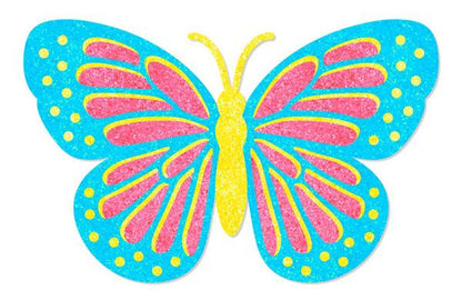 Turquoise Hot Pink Yellow Glitter Butterfly Eva