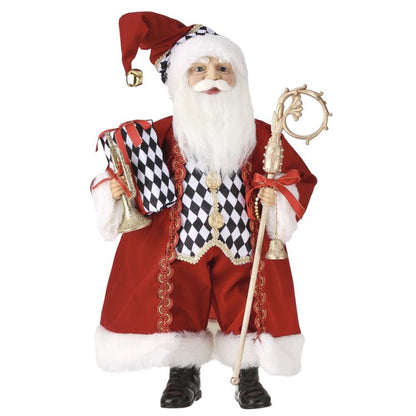 20 Inch Fabric Santa With Diamond Check Jacket