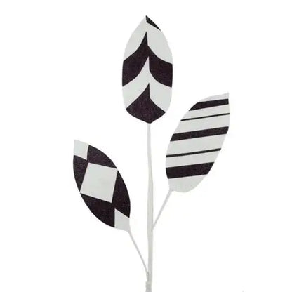 30 Inch Black And White Modern Pattered EVA Foam Magnolia Leaf Spray