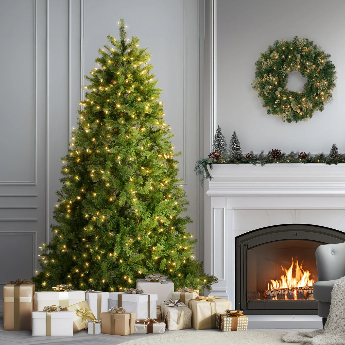 National Tree Company 6.5 Foot Pre-Lit Downswept Douglas Fir Tree Open Box