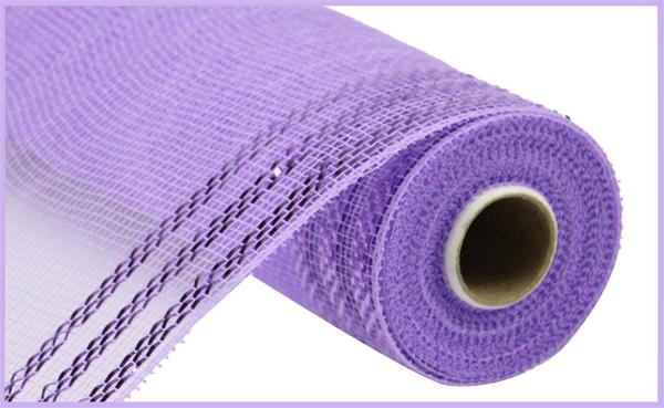 10 Inch By 10 Yard Lavender With Metallic Border Stripe Mesh