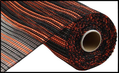 10 Inch BY 10 Yard Orange And Black Horizontal Wide Stripe Netting