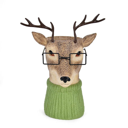 13.5 Inch Deer With Glasses Tabletop Planter Or Vase