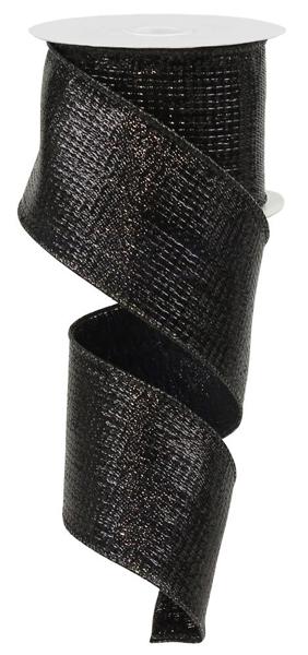 2.5 Inch By 10 Yard Black Metallic Ribbon