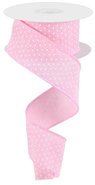 1.5 Inch By 10 Yard Light Pink And White Raised Polka Dot Ribbon