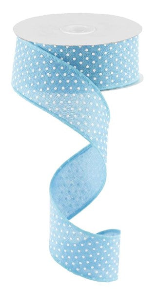 1.5 Inch By 10 Yard Turquoise And White Raised Polka Dot Ribbon