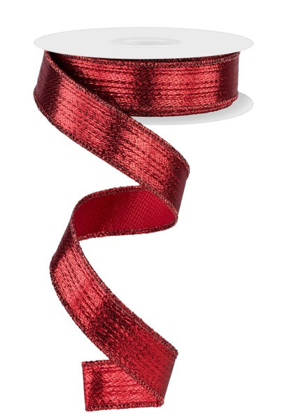 7/8 Inch By 10 Yard Red Metallic Ribbon