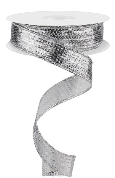 7/8 Inch By 10 Yard Silver Metallic Ribbon