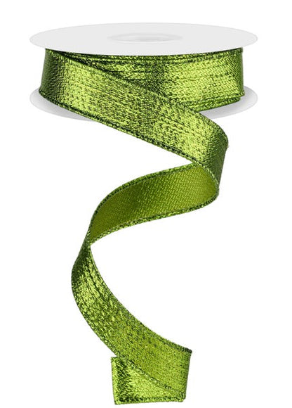 7/8 Inch By 10 Yard Lime Green Metallic Ribbon