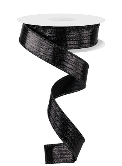 7/8 Inch By 10 Yard Black Metallic Ribbon