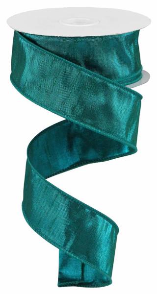 1.5 Inch By 10 Yard Turquoise Metallic Dupioni Ribbon