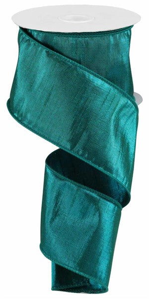 2.5 Inch By 10 Yard Turquoise Metallic Dupioni Ribbon