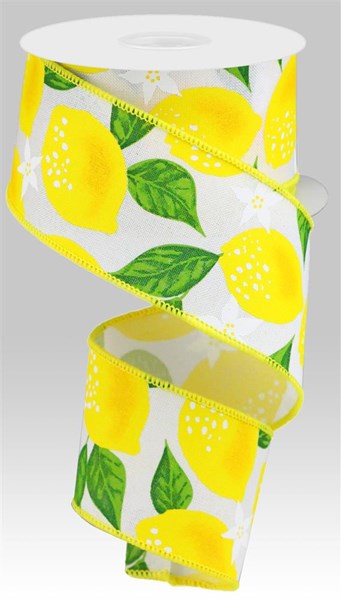 2.5 Inch By 10 Yard Yellow Lemons Ribbon