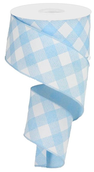2.5 Inch By 10 Yard Blue And White Check Ribbon