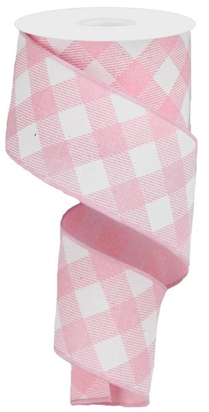 2.5 Inch By 10 Yard Pink And White Check Ribbon