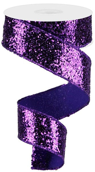 1.5 Inch By 10 Yard Purple Large Glitter Ribbon