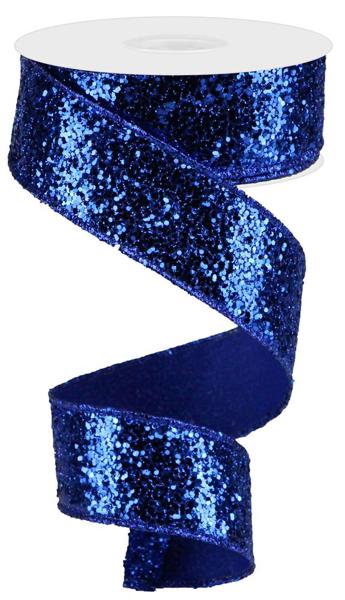 1.5 Inch By 10 Yard Royal Blue Large Glitter Ribbon