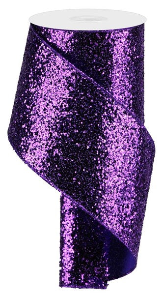 4 Inch By 10 Yard Purple Glitter Ribbon