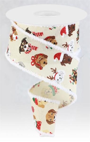 2.5 Inch By 10 Yard Christmas Dogs With Drift Ribbon